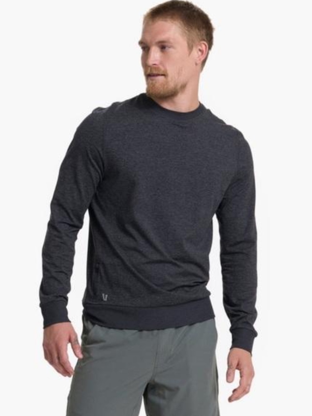 Vuori Ponto Performance Crew DreamKnit Sweatshirt Men’s Medium Charcoal Gray